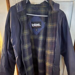 Totes- Heavy Hooded Rain Jacket- Green- Quilted Lining- Size M